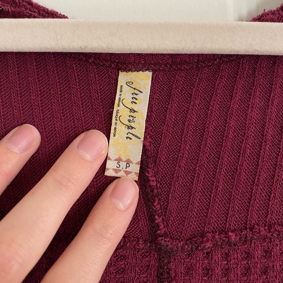 Free People size XS Long Sleeve Purple Shirt Waffle Knit - Picture 6 of 6